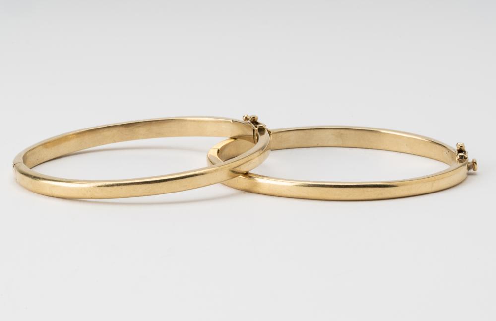 Appraisal: PAIR OF KARAT YELLOW GOLD BANGLES inches in circumference weighs