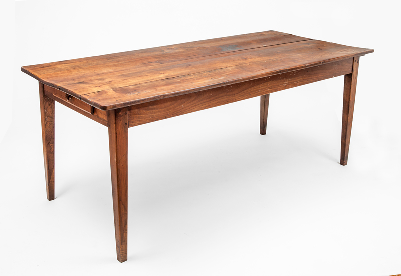 Appraisal: CONTINENTAL STAINED PINE FARM TABLE in x in in extended