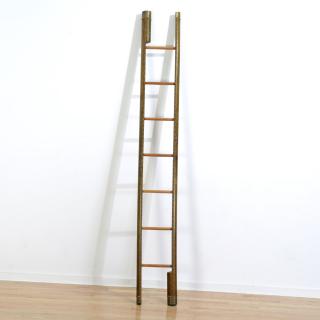 Appraisal: George III style tacked leather pole ladder George III style