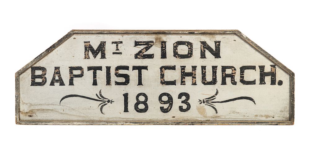 Appraisal: Zion Church Painted Folk Art Sign Measures tall wide original