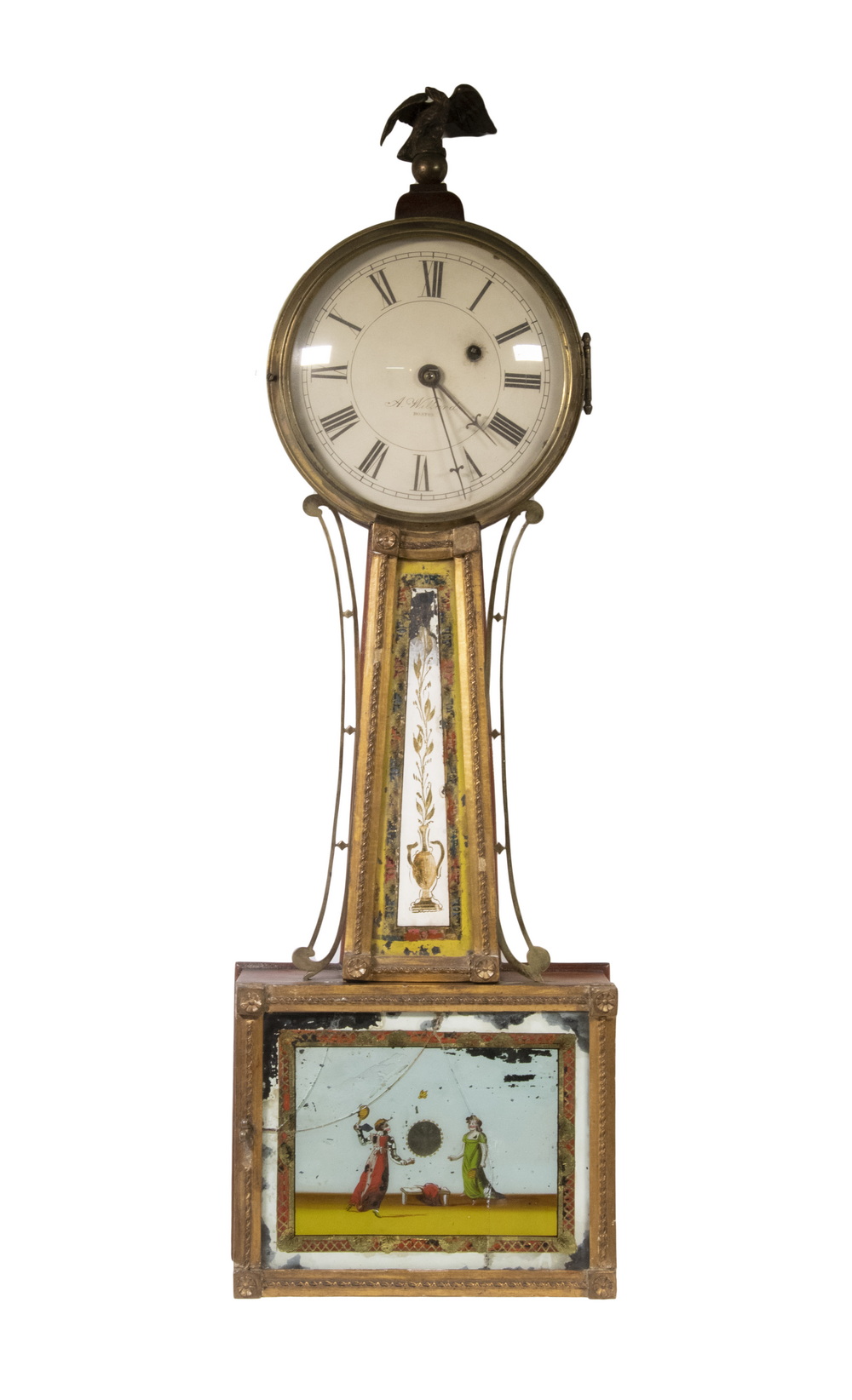 Appraisal: AARON WILLARD JR BANJO CLOCK Federal Period Mahogany Cased Giltwood