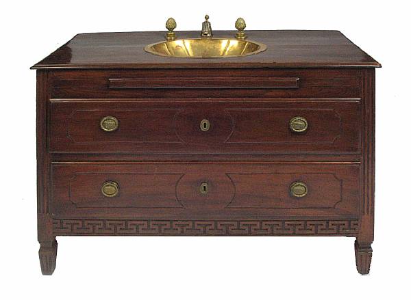 Appraisal: A Louis XVI walnut commode now as a sink with