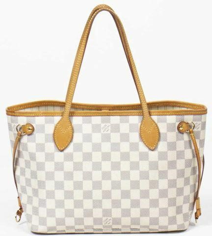 Appraisal: Louis Vuitton Neverfull PM tote bag in Damier Azur coated