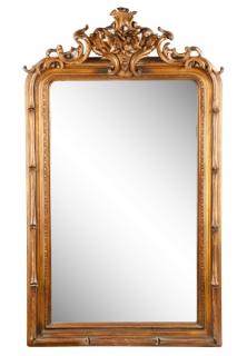 Appraisal: Continental Giltwood Pier Mirror Daffodil Crest Continental early th century