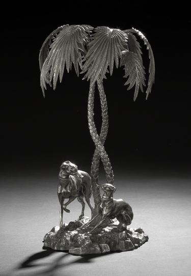 Appraisal: Victorian Silverplate Figural Centerpiece third quarter th century unmarked but