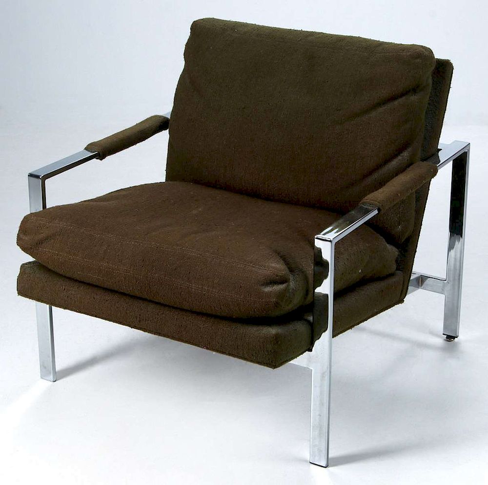 Appraisal: A MILO BAUGHMAN CHROMED STEEL CHAIR FOR THAYER A Lounge