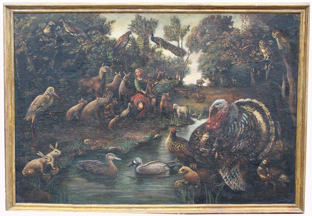 Appraisal: Large Old Master Painting Orpheus and the Animals Large Old