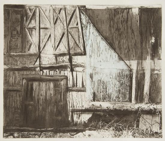 Appraisal: Marilyn SilberstangGroup of prints Untitled barn interior with white triangle