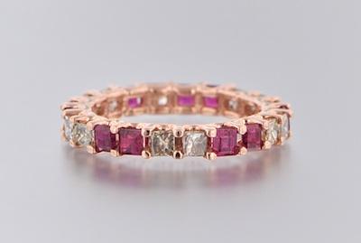 Appraisal: A Rose Gold Diamond and Ruby Eternity Ring k rose