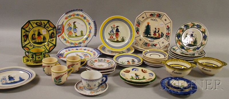 Appraisal: Thirty-nine Pieces of Modern Quimper Pottery Tableware