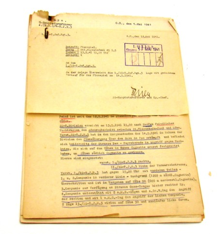 Appraisal: German WWII wartime Waffen-SS document of the st SS Totenkopf