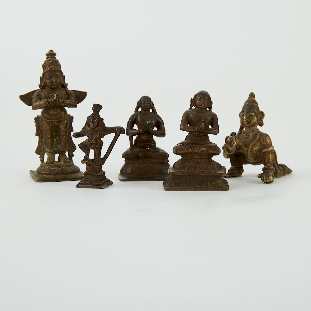 Appraisal: Group of Small Indian Bronzes Group of five small Indian