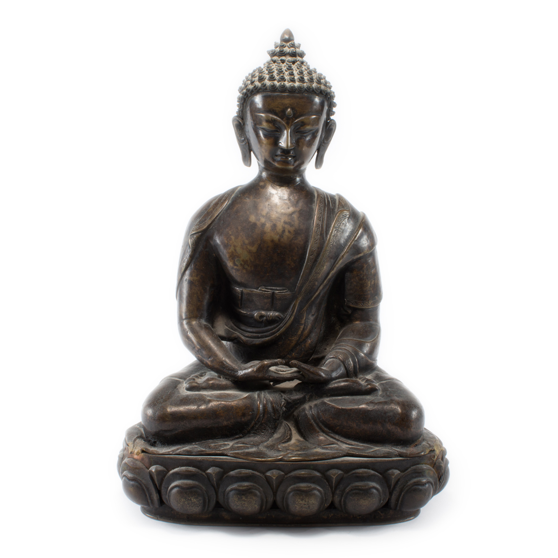 Appraisal: CHINESE BRONZE FIGURE OF BUDDHA Chinese bronze figure of Buddha