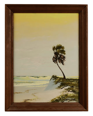 Appraisal: Harold Newton Florida - Highwaymen Beach Scene with Palm signed