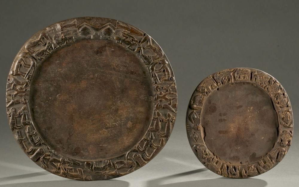 Appraisal: Two Yoruba divination boards th c A group of two