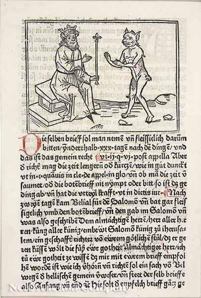 Appraisal: Incunabula four pages including one woodcut from Belial processus Luciferi