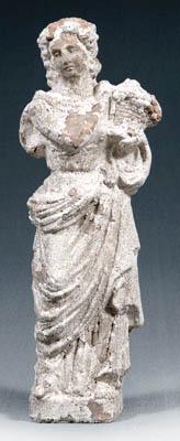 Appraisal: Terra cotta figure woman holding basket of flowers white glazed