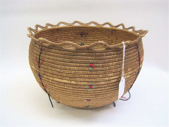 Appraisal: HAND WOVEN ROUND BASKET attributed to native South American weaver