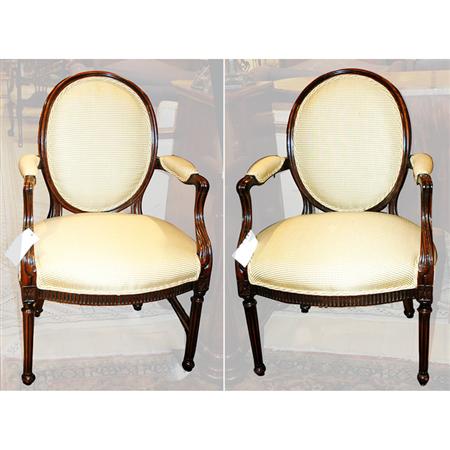 Appraisal: Pair of George III Style Mahogany Armchairs Estimate -