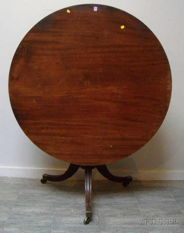 Appraisal: Georgian-style Circular Mahogany and Mahogany Veneer Tilt-Top Breakfast Table with