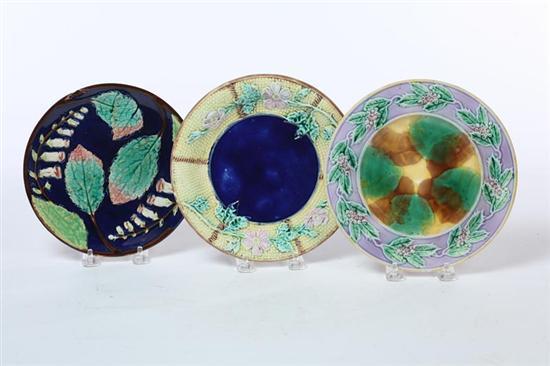 Appraisal: THREE MAJOLICA PLATES English nd half- th century Pictured is