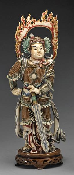 Appraisal: A large pieced and polychromed ivory figure of Weituo th