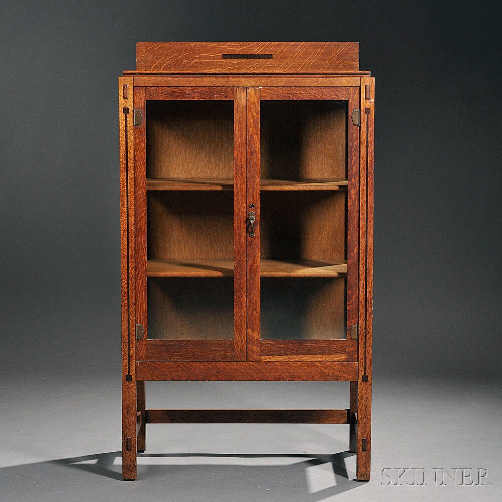 Appraisal: Limbert Arts Crafts Inlaid Cabinet Oak Model no Michigan c