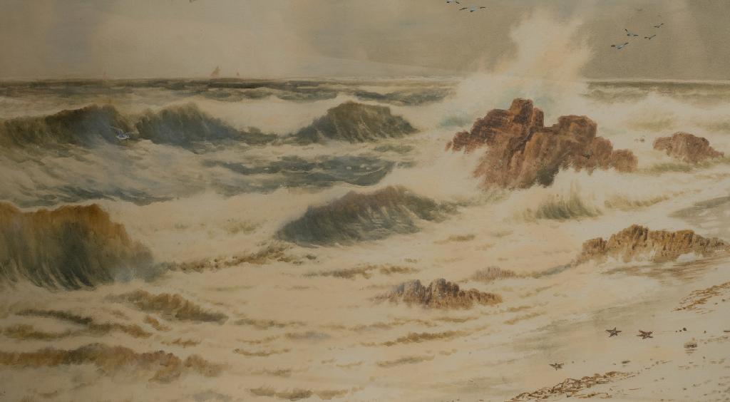 Appraisal: F W PIKE th th CENTURY BREAKING SURF ON A