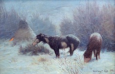 Appraisal: William Gollings Untitled Horses in Snow oil on canvas x