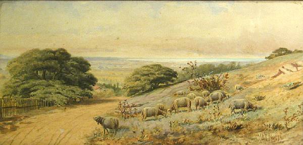 Appraisal: Sidney Janis Yard American - Sheep on the hillside with