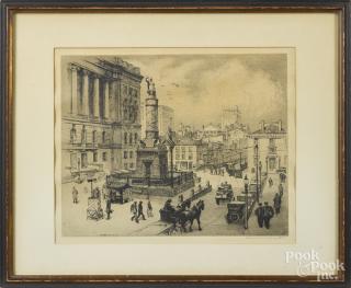 Appraisal: Gabrielle Clements American - etching titled Battle Monument signed lower