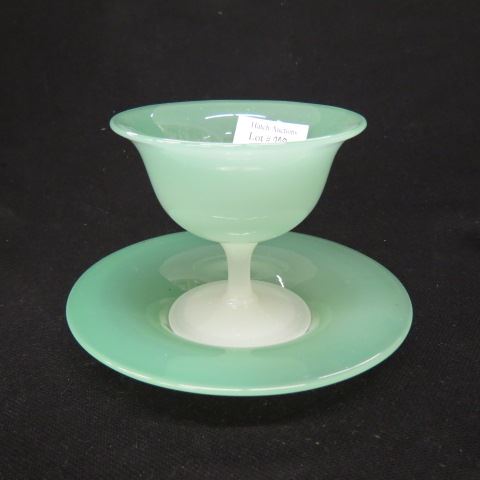 Appraisal: Steuben Art Glass Sherbet Underplate green alabaster excellent