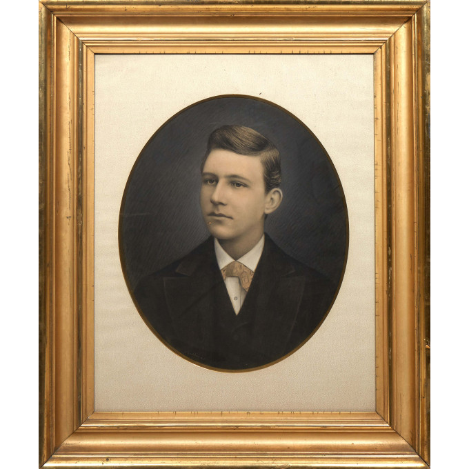 Appraisal: McLachlan Portrait of Young John Keller th c charcoal and