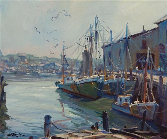 Appraisal: PAUL STRISIK American - Gloucester Wharf oil on canvas signed