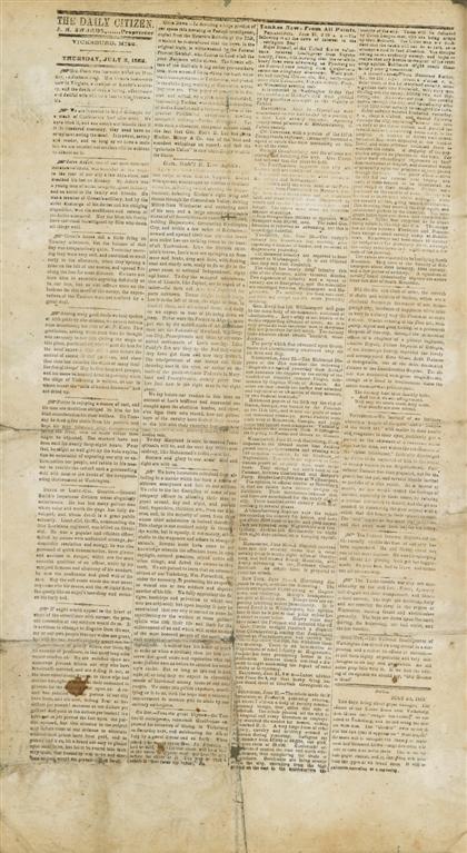 Appraisal: piece American Confederate Newspaper - Printed on Wallpaper The Daily