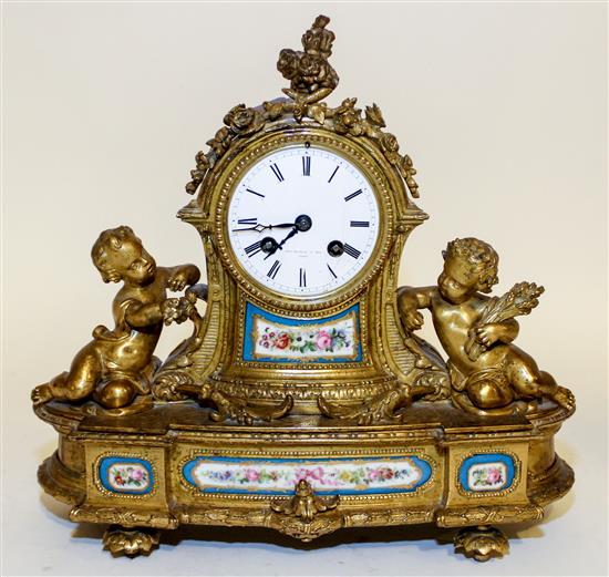 Appraisal: Sale Lot A French Gilt Metal and Sevres Style Porcelain