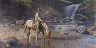 Appraisal: Untitled Indian on Horse at Watering Hole by John Scott