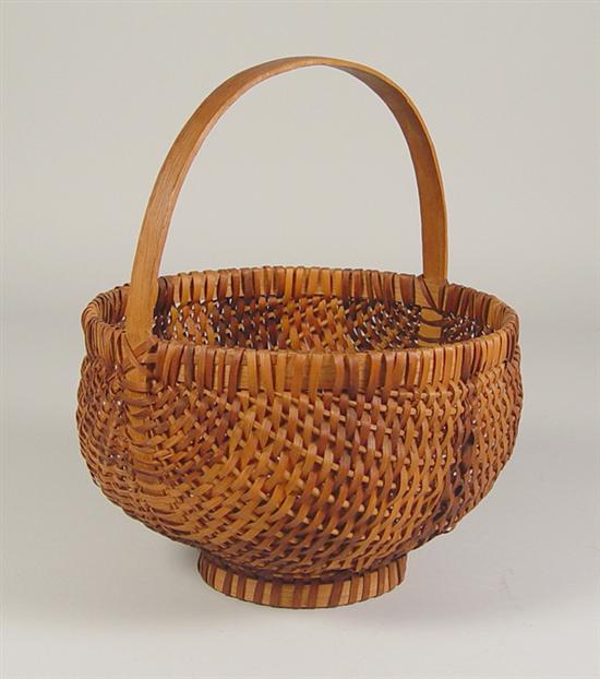 Appraisal: Cherokee Woven Splint Basket th Century Contrasting stained splints x