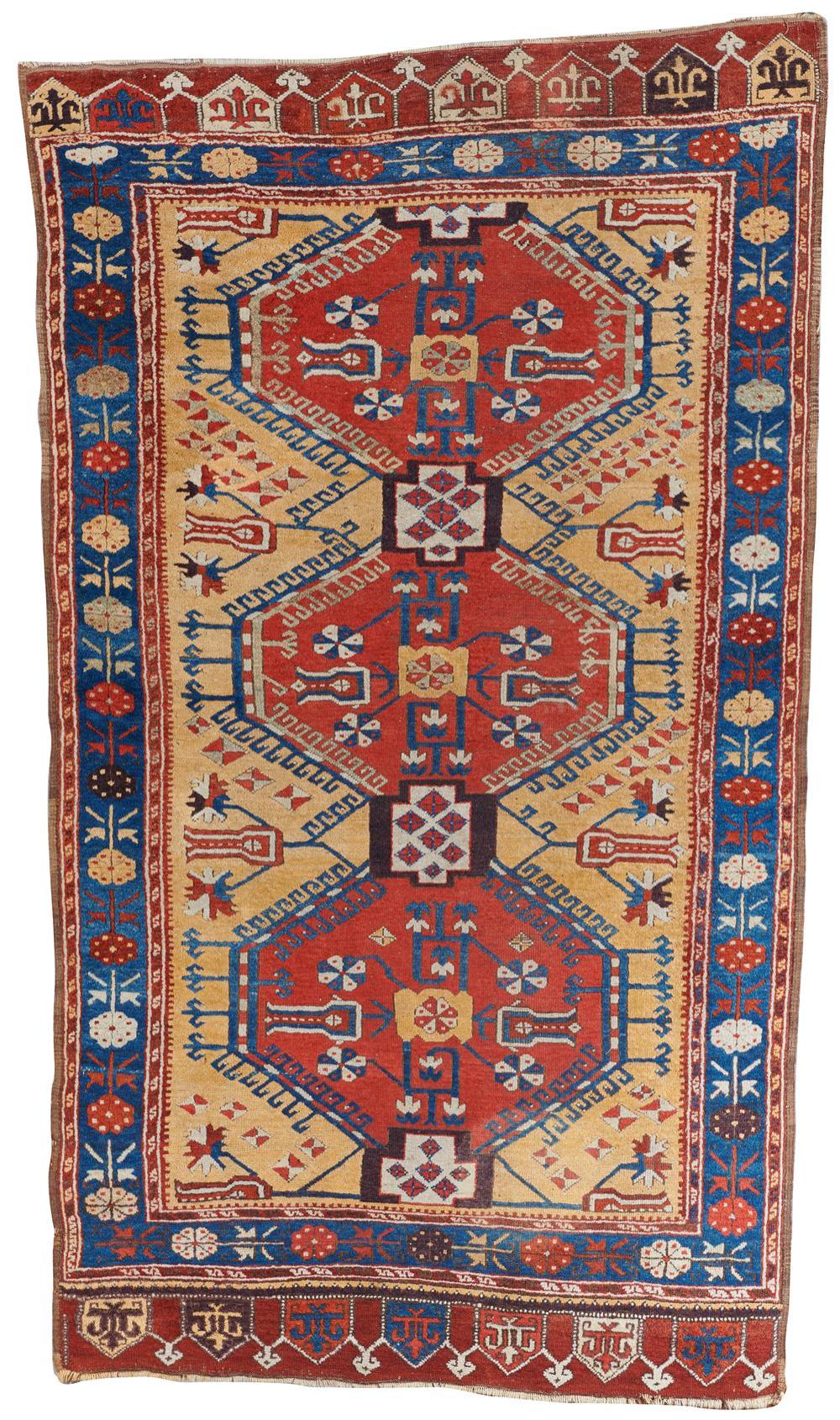 Appraisal: Turkish Yellow Field Village Rug second half th century ft