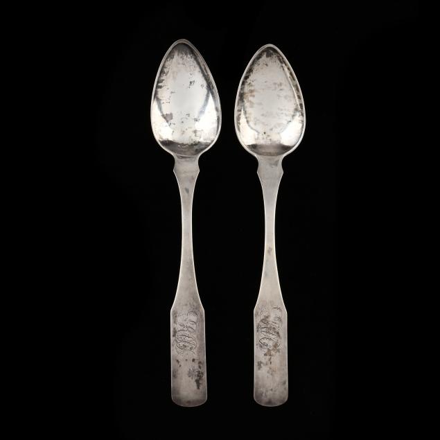 Appraisal: TWO NORTH CAROLINA COIN SILVER SPOONS ATTRIBUTED MARK OF ROBERT