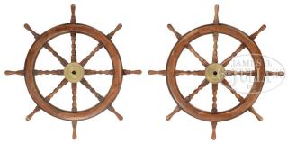 Appraisal: MATCHED PAIR OF SHIP'S WHEELS Mid th century American Each