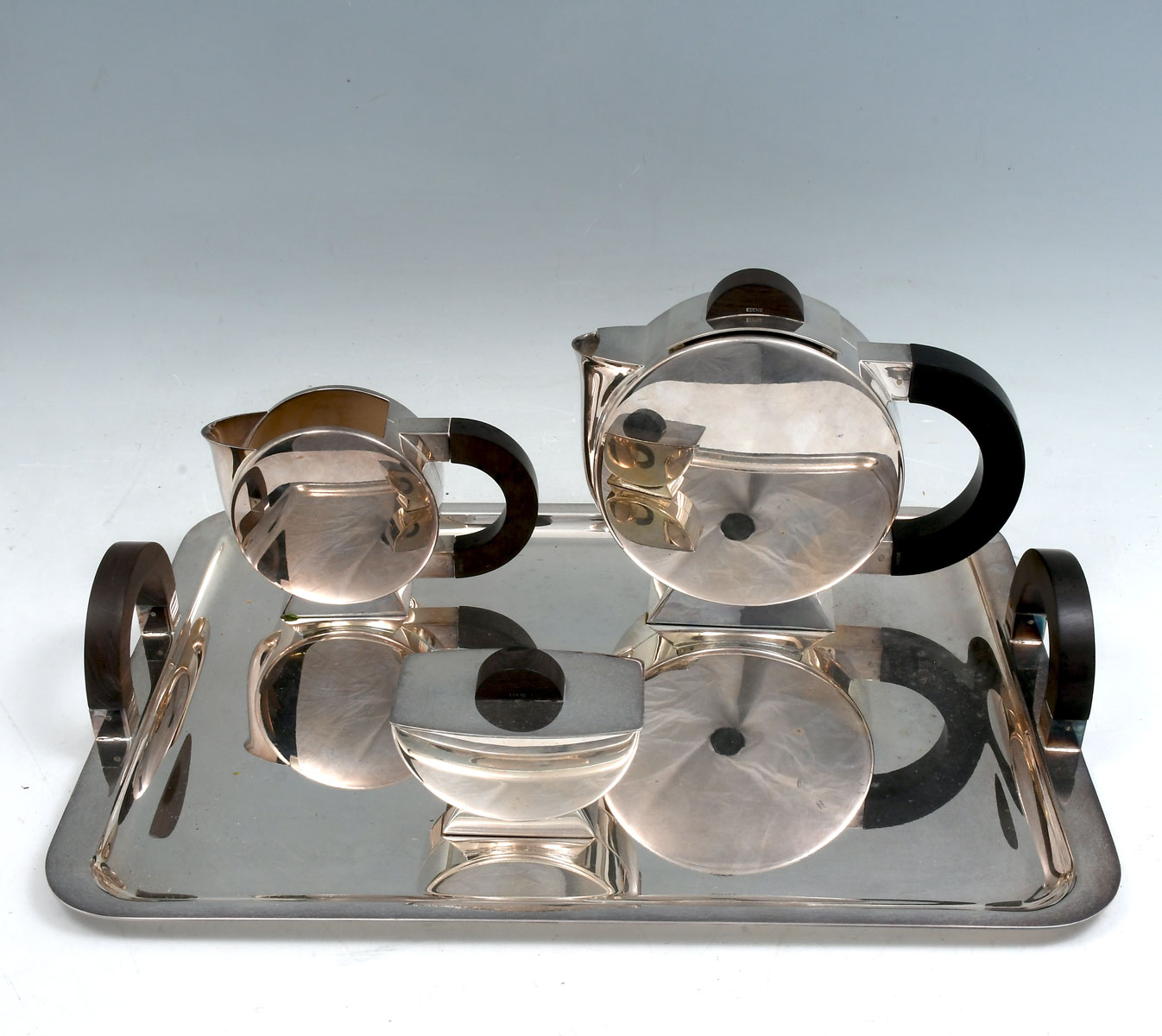 Appraisal: CHRISTOFLE SILVER PLATE TEA SET Designed by Christian Fjerdingstad Including