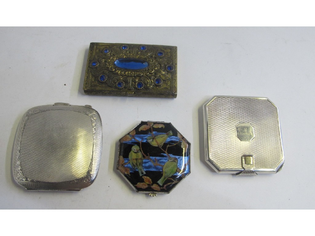 Appraisal: Lot comprising three compacts and a gilt metal box