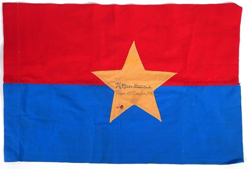 Appraisal: Viet Cong Vietnam flag signed by William Westmoreland and Roger