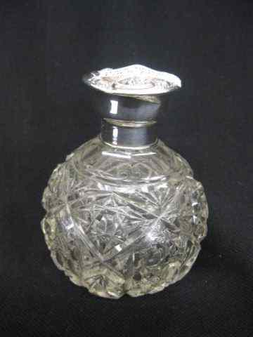 Appraisal: English Sterling Silver Cut Crystal PerfumeBottle starburst cane cross-hatching design