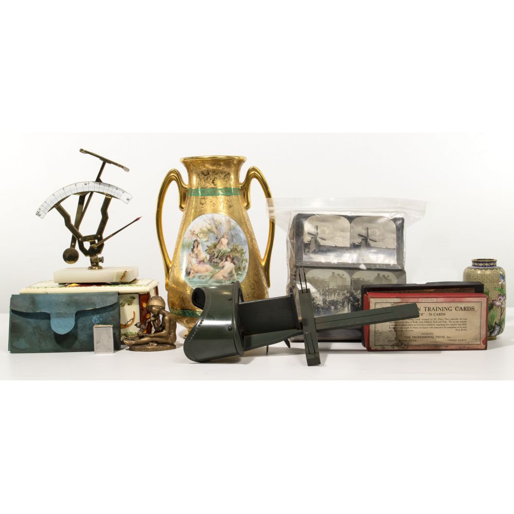 Appraisal: STEREOSCOPE AND DECORATIVE OBJECT ASSORTMENTIncluding a stereopticon viewer and approximately