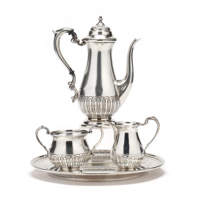 Appraisal: Sterling Silver Demitasse Set with Tray Mark of Manchester Silver