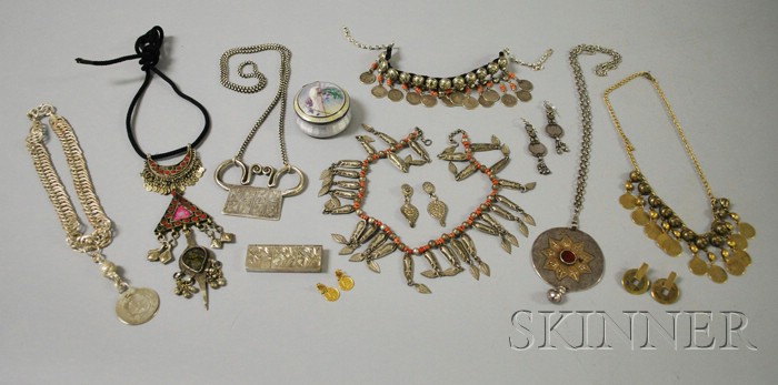 Appraisal: Group of Coin and Silver Ethnic Jewelry including two Ottoman