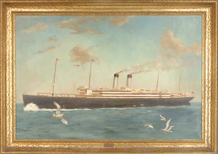 Appraisal: TULLEY Mid th Century THE BALTIC Oil on canvas ship