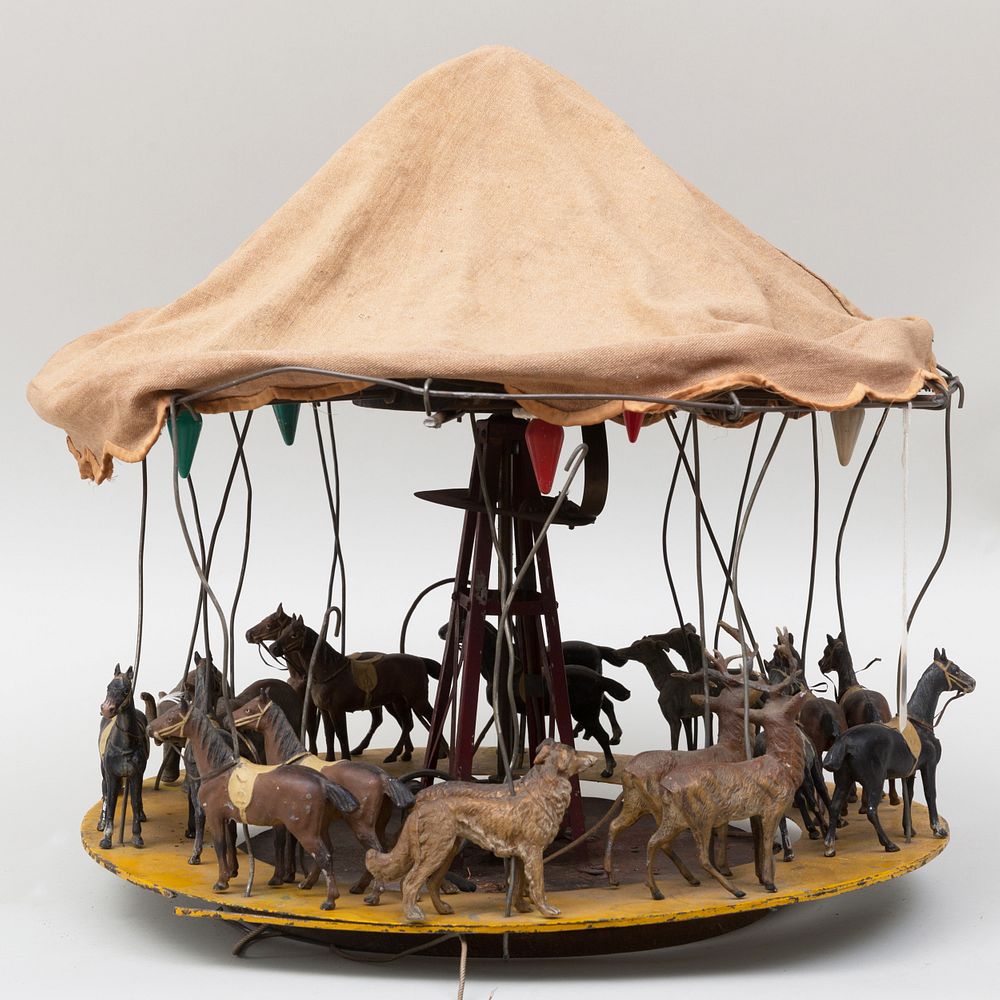 Appraisal: Canvas and Painted Tin Model of a Carousel x in